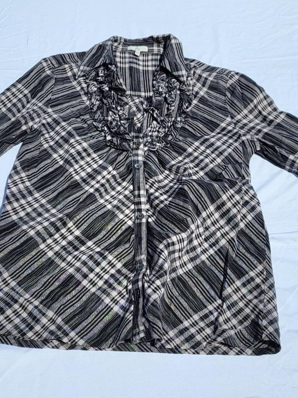 Joie Blouse Women's Medium Button Down Fitted Ruffles Bohemian Preppy City